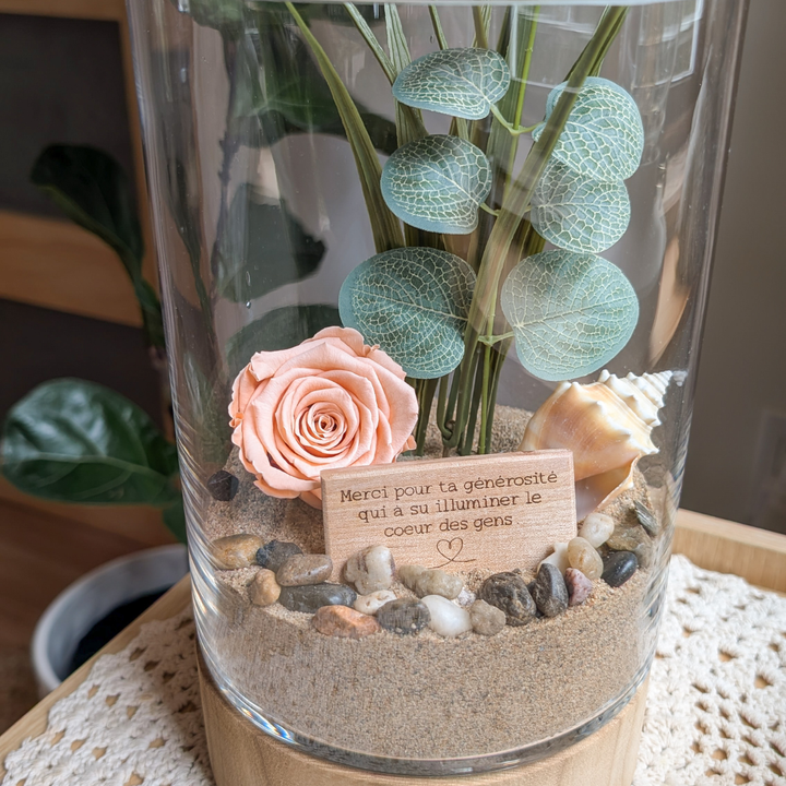 Arrangement floral - Cylindre base bois